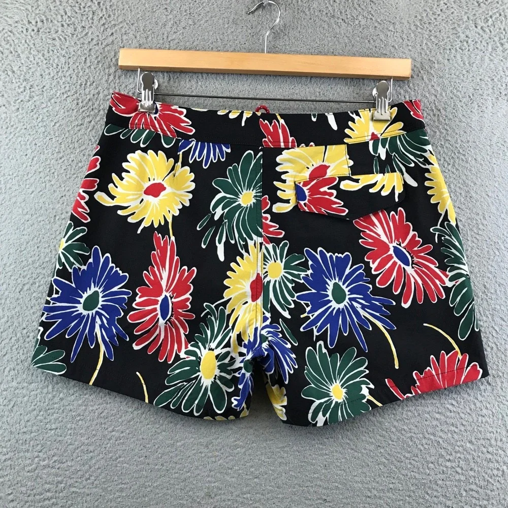 J. Crew Mens Swim Trunks Floral Print Drawstring Swimsuit Shorts 33